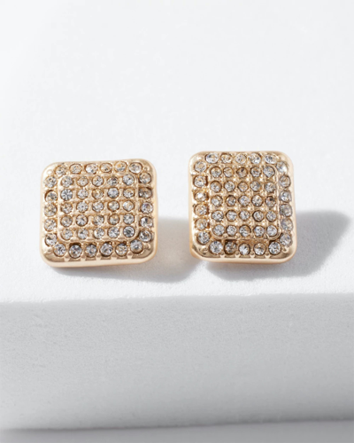 White House Black Market Gold Pave Crystal Stud Earrings |