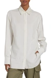 GOLDEN GOOSE GOLDEN GOOSE IMITATION PEARL EMBELLISHED JACQUARD STRIPE BUTTON-UP SHIRT