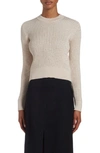 Golden Goose Crystal Embellished Virgin Wool Rib Crewneck Sweater In Beige