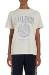 GOLDEN GOOSE GOLDEN FLOWER MILL DISTRESSED SILK BLEND GRAPHIC T-SHIRT