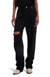 GOLDEN GOOSE CRYSTAL EMBELLISHED RIPPED STRAIGHT LEG JEANS