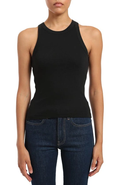 Mavi Jeans Ribbed Stretch Cotton Tank In Black
