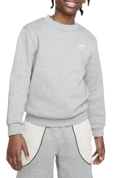 Nike Big Kids Sportswear Club Fleece Classic-fit Sweatshirt In Grey