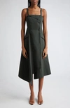 A.l.c Scarlett Asymmetric Cotton And Linen-blend Midi Dress In Mossy