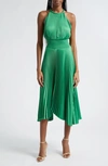 A.l.c Renzo Ii Pleated Sleeveless Midi Dress In Basil