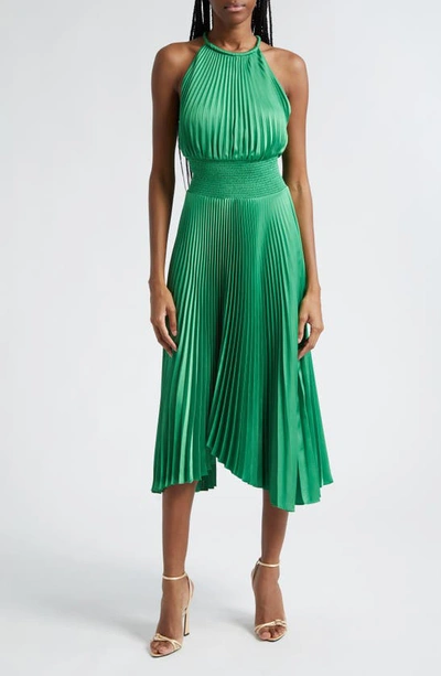 A.l.c Renzo Ii Pleated Sleeveless Midi Dress In Basil