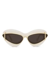 Loewe Double Frame 67mm Oversize Cat Eye Sunglasses In White/brown Solid