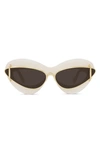 Loewe Double Frame 67mm Oversize Cat Eye Sunglasses In Ivory / Brown