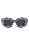 Loewe Starry Night Anagram 49mm Small Rectangular Sunglasses In Blue/gray Solid