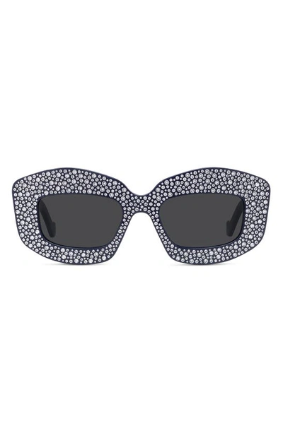 Loewe Starry Night Anagram 49mm Small Rectangular Sunglasses In Blue/gray Solid