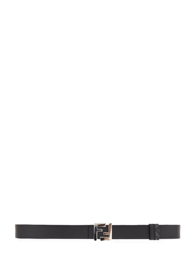 Fendi Ff Reversible Belt In Black