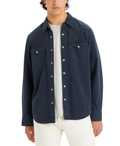 Levi's Men's Classic Standard Fit Western Shirt In Webster Blue Blk Overdye