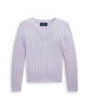Polo Ralph Lauren Toddler And Little Girls Mini-cable Cotton Cardigan Sweater In Flower Purple With Nevis