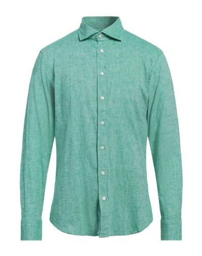 Bastoncino Man Shirt Green Size 16 ½ Linen, Cotton