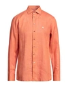 Etro Man Shirt Orange Size 16 Linen