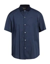 Emporio Armani Man Shirt Navy Blue Size M Cotton In Navy Blue