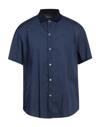 Emporio Armani Man Shirt Navy Blue Size M Cotton