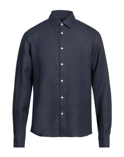 Sandro Man Shirt Navy Blue Size L Hemp
