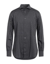 Emporio Armani Geometric Print Cotton Shirt With Button-down Collar In Black
