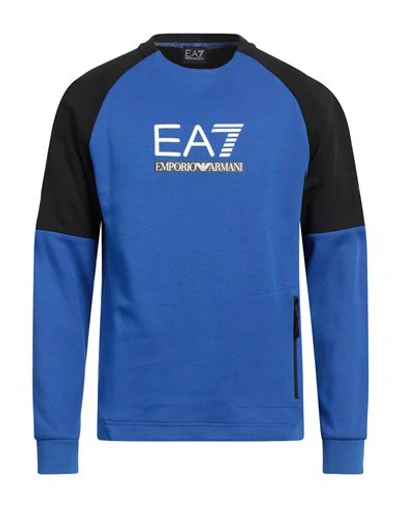Ea7 Man Sweatshirt Blue Size Xl Cotton, Polyester