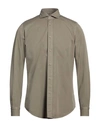 Portofiori Man Shirt Military Green Size 17 Cotton In Green