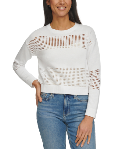 Calvin Klein Jeans Est.1978 Petite Open Stitch Long-sleeve Top In White