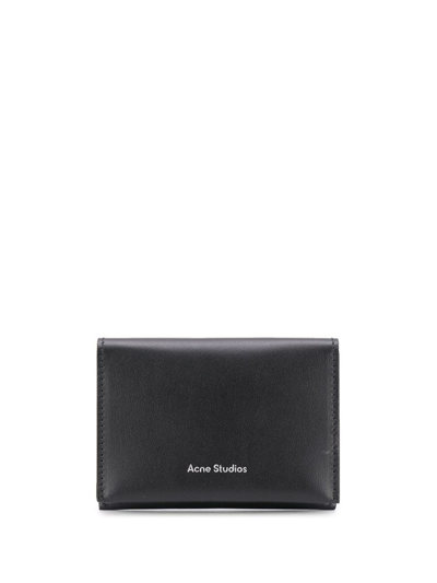 Acne Studios Logo-print Leather Bifold Wallet In Negre