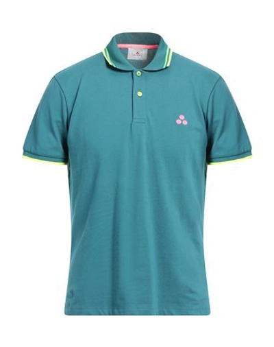 Peuterey Man Polo Shirt Deep Jade Size S Cotton, Elastane In Green