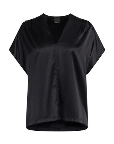 Pinko Woman Top Black Size 10 Silk, Elastane