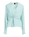 Pinko Woman Top Light Green Size 4 Acetate, Silk