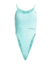 Hinnominate Woman Bodysuit Turquoise Size M Cotton, Elastane In Blue