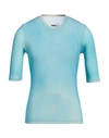 Mm6 Maison Margiela Man T-shirt Turquoise Size L Polyamide, Elastane In Blue
