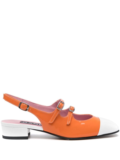 Carel Paris Abricot Patent Slingback Ballet Flats In Orange