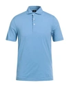 Barba Napoli Man Polo Shirt Pastel Blue Size 46 Cotton, Elastane