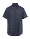 Trussardi Man Shirt Navy Blue Size 17 Linen