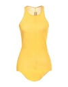 Rick Owens Woman Tank Top Ocher Size 10 Cotton In Yellow
