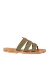 KJACQUES K. JACQUES ST. TROPEZ WOMAN THONG SANDAL MILITARY GREEN SIZE 8 LEATHER