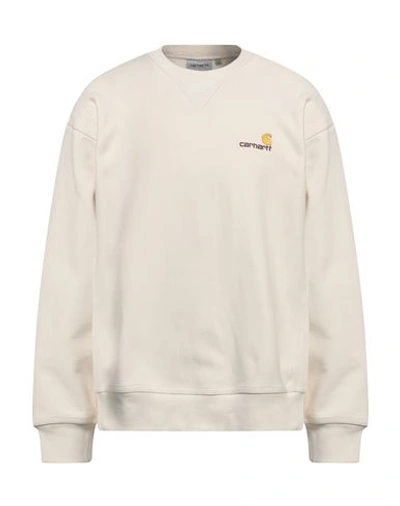 Carhartt Man Sweatshirt Cream Size Xxl Cotton, Polyester, Elastane In White