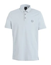 Armani Exchange Man Polo Shirt Sky Blue Size L Cotton, Elastane, Polyester
