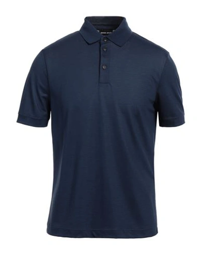 Giorgio Armani Man Polo Shirt Navy Blue Size 38 Virgin Wool, Wool