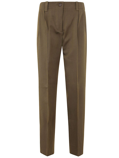 Golden Goose Tapered Wool Crop Pants In Brown