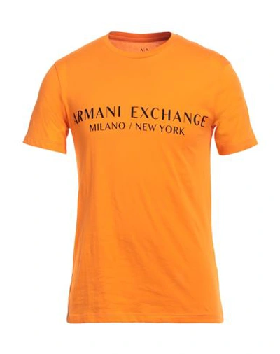 Armani Exchange Man T-shirt Orange Size L Cotton In Orange