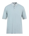 Alpha Studio Man Polo Shirt Light Blue Size 46 Cotton, Elastane