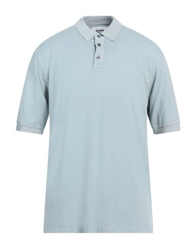 Alpha Studio Man Polo Shirt Light Blue Size 46 Cotton, Elastane