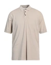 Alpha Studio Man Polo Shirt Beige Size 46 Cotton, Elastane