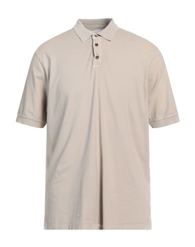 Alpha Studio Man Polo Shirt Beige Size 46 Cotton, Elastane