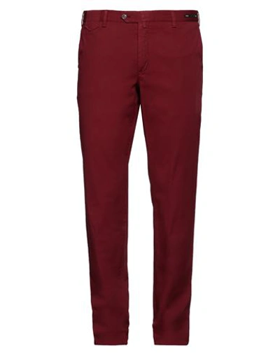 Pt Torino Man Pants Burgundy Size 42 Cotton, Elastane In Red