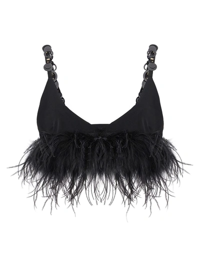 Pinko Top With Vinsanto Feathers In Black