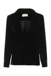 Saint Laurent Plunging V-neck Velvet Blouse In 1000