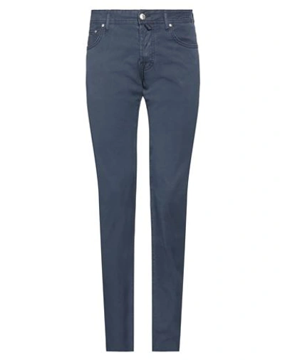 Jacob Cohёn Man Pants Navy Blue Size 28 Cotton, Linen, Elastane, Soft Leather